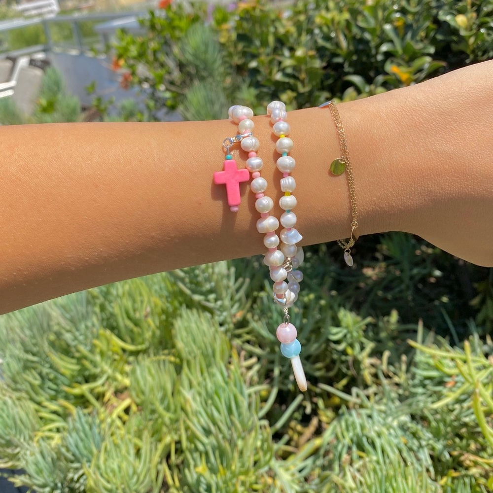 Color Beaded Pearl Shell Necklace summer Choker 💕